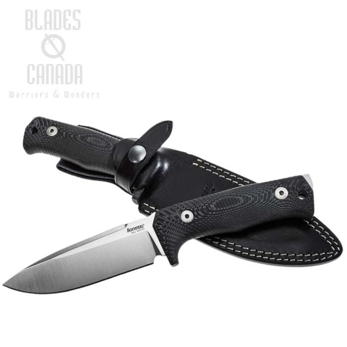 Lion Steel T5 Fixed Blade Knife, Niolox, Micarta Black, Leather Sheath, T5 MI